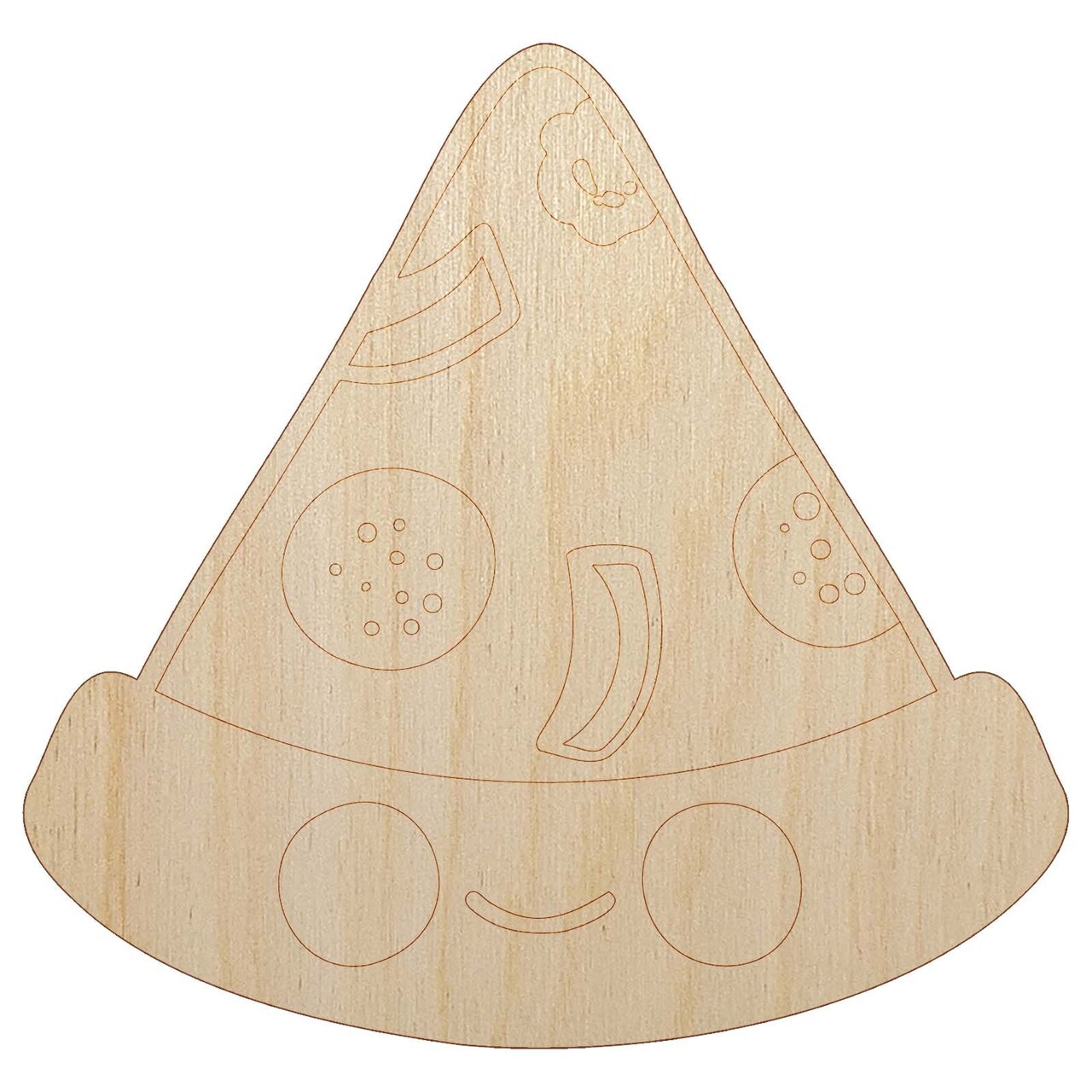 Deliciously Kawaii Chibi Pizza Slice Unfinished Wood Shape Piece Cutout for DIY Craft Projects